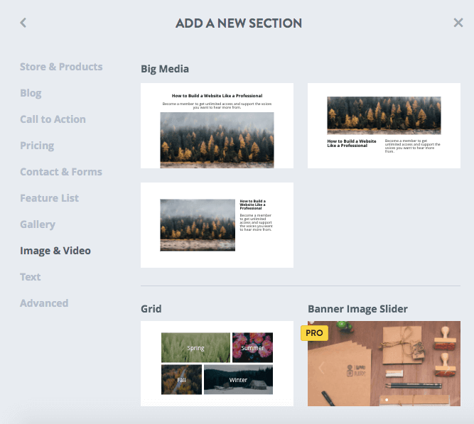 add big media section from Strikingly editor add big media section from Strikingly editor